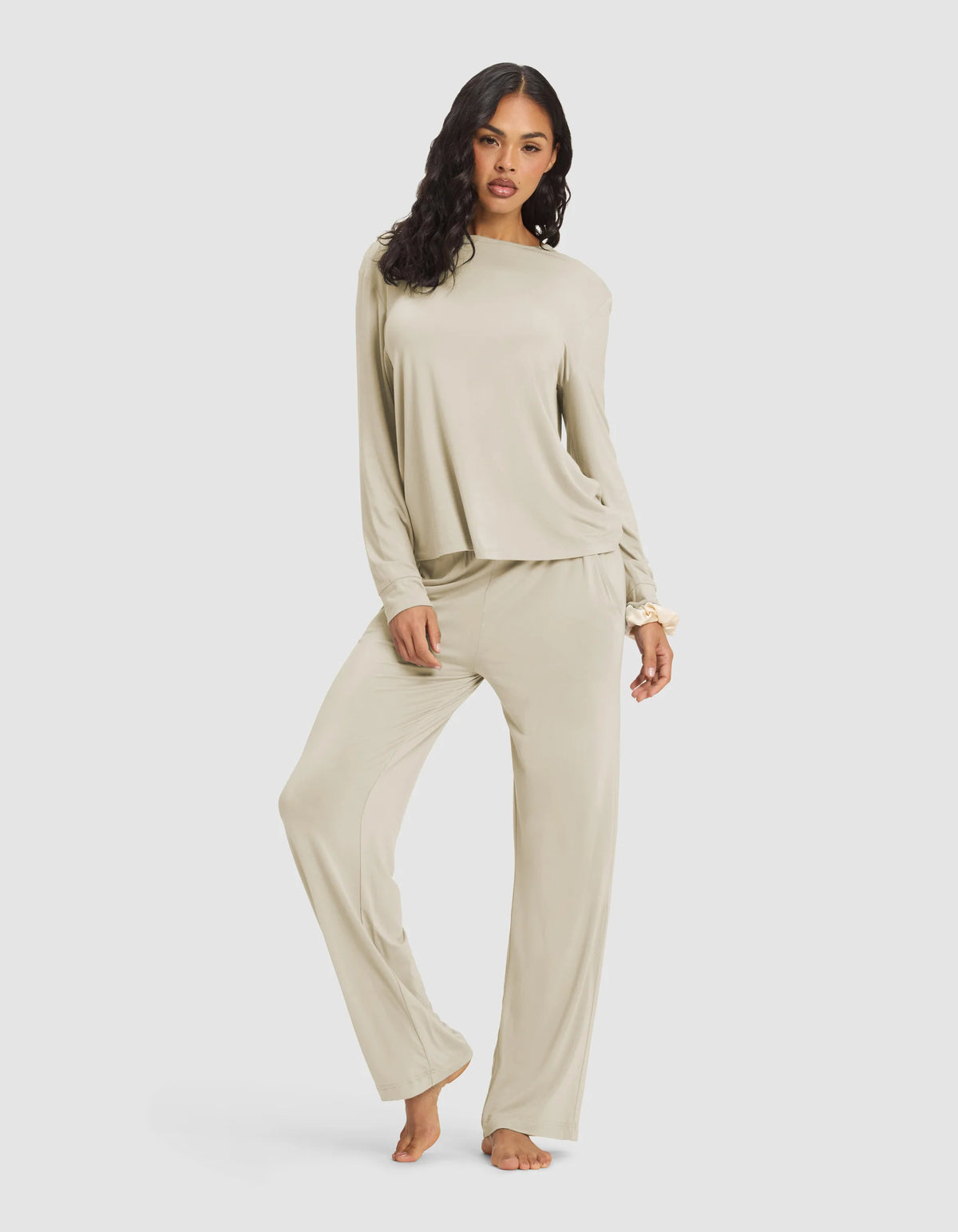 Women's Bamboo Stretch-Knit Long Sleeve Lounge Tee & Pant Set