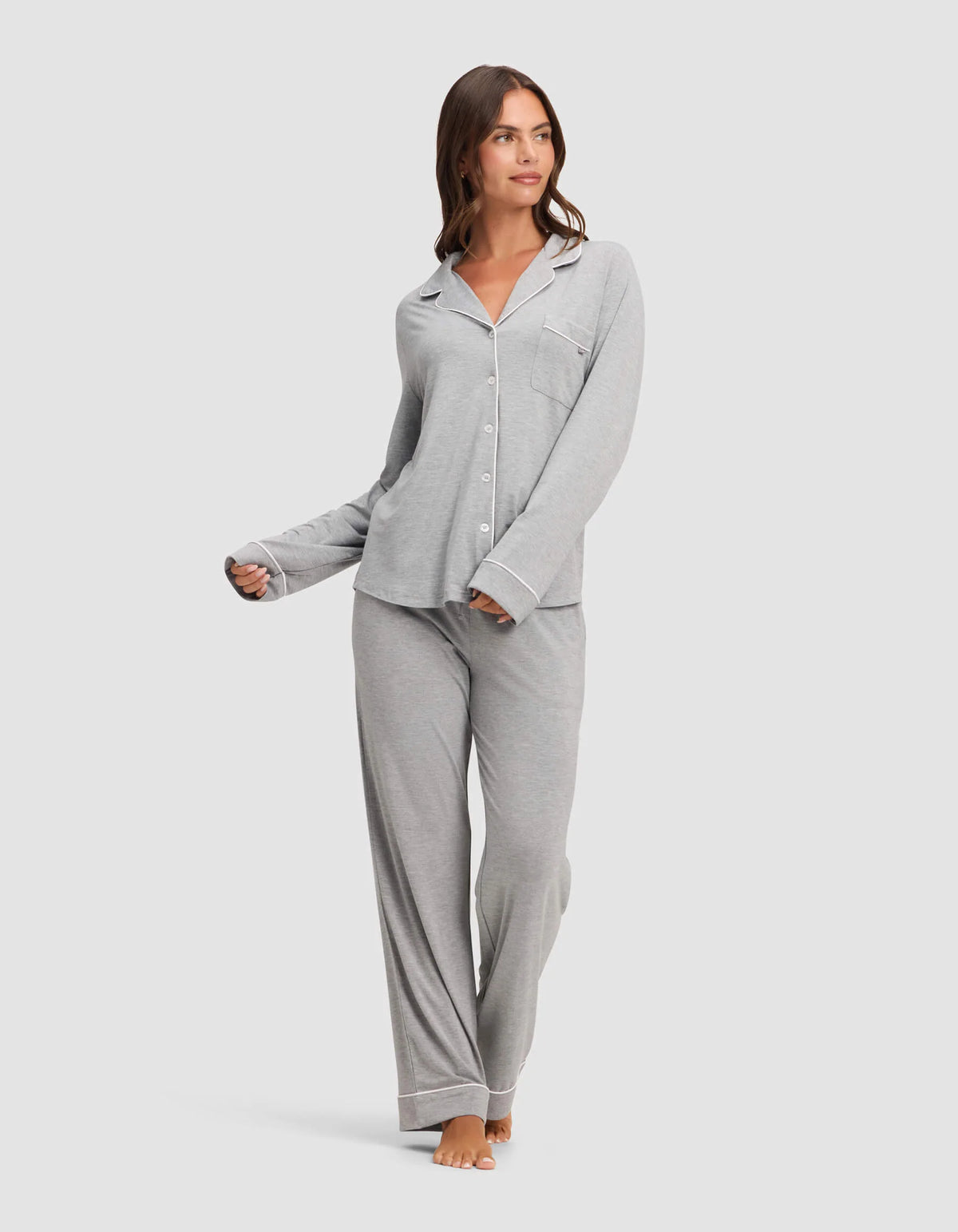 Women's Bamboo Stretch-Knit Long Sleeve Pajama Top - Petite