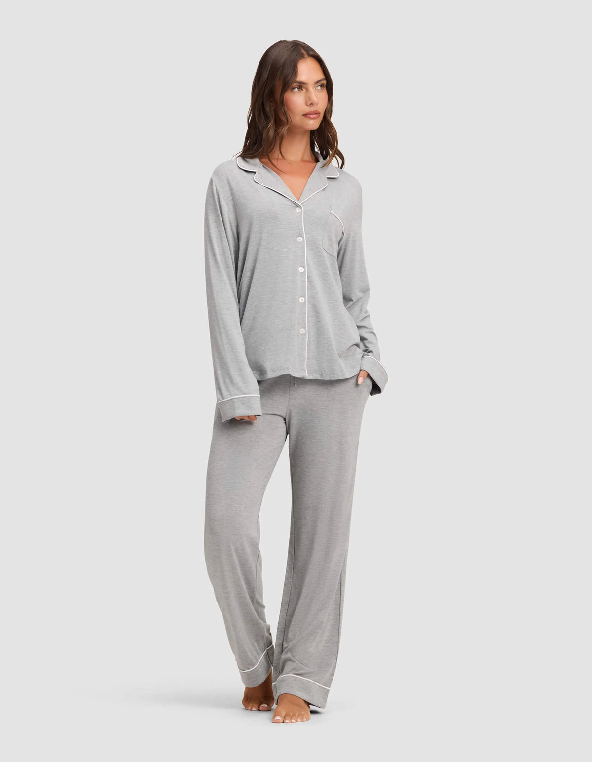 Women's Bamboo Stretch-Knit Long Sleeve Pajama Set - Petite