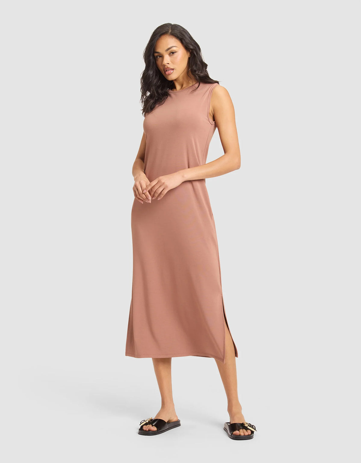 Women's Brushed Bamboo Sleeveless Midi Dress